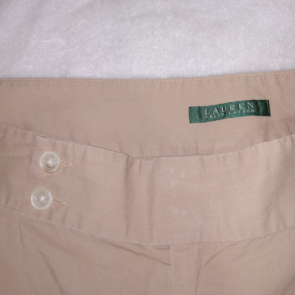 Lauren Ralph Lauren Women 18W Khaki Pants Stretch Cotton Wide Leg Chino Cropped - Picture 4 of 11